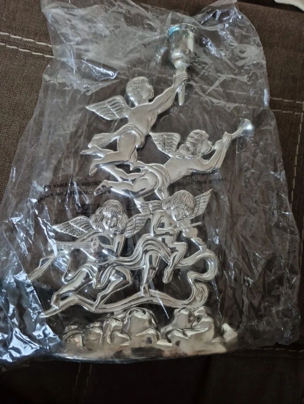 Vintage Godinger Art Co Silver Plated Angel Candle Holder Christmas Decor